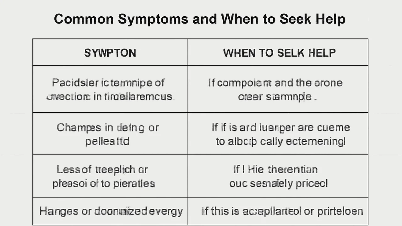 Table 1: Common Symptoms and When to Seek Help – illustrative image