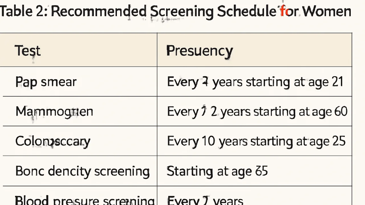 Table 2: Recommended Screening Schedule for Women – illustrative image