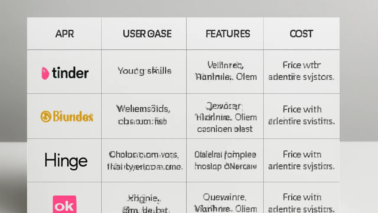 Table: Key Dating Apps and Their Features – illustrative image