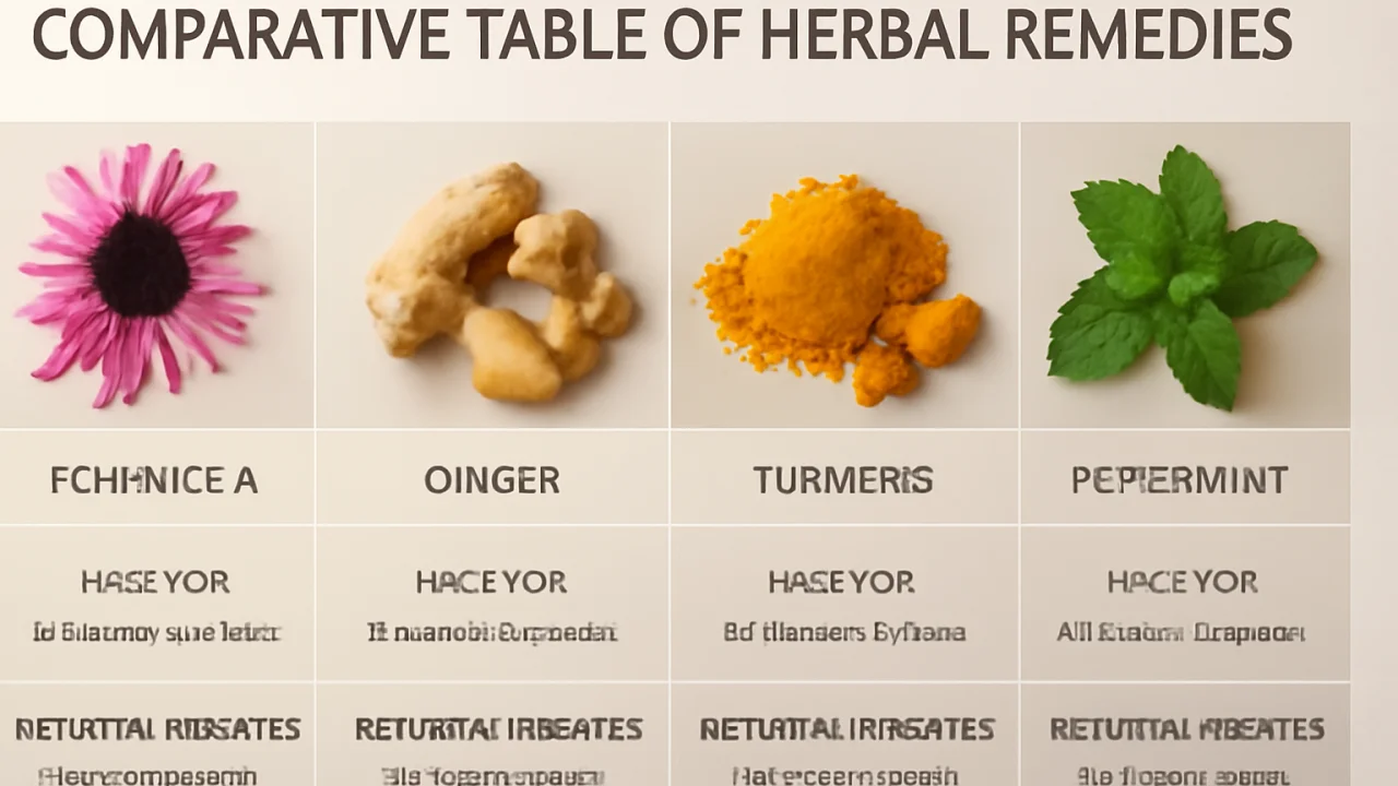 Comparative Table of Herbal Remedies – illustrative image